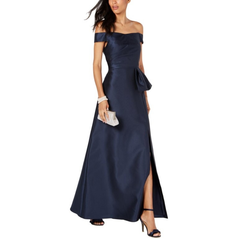 NWT Adrianna Papell Mikado Off the Shoulder Evening Dress